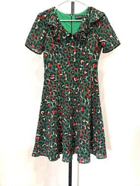 Voodoo Vixen Green Floral Dress Size S 4 Leopard